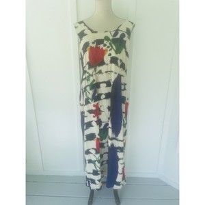 JAMS WORLD Vintage 90s Janice Dress Abstract Floral Colorful Midi Dress XL